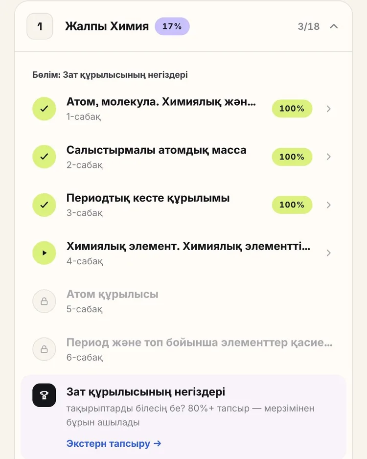 Теория → воркбук → емтихан